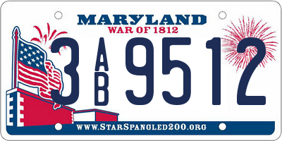 MD license plate 3AB9512