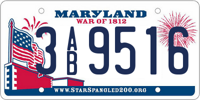 MD license plate 3AB9516