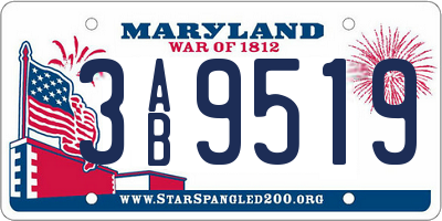 MD license plate 3AB9519