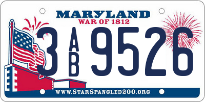MD license plate 3AB9526