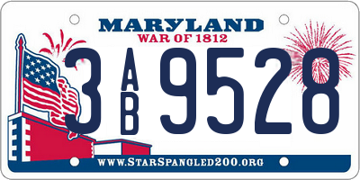 MD license plate 3AB9528