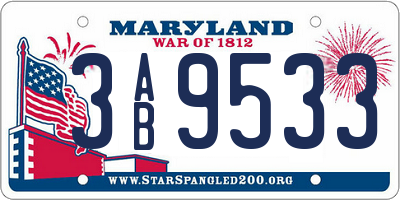 MD license plate 3AB9533