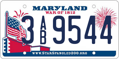 MD license plate 3AB9544
