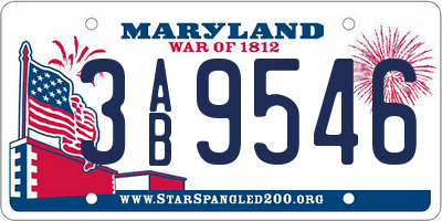 MD license plate 3AB9546
