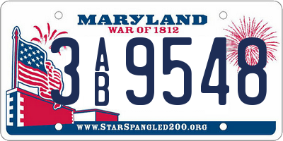 MD license plate 3AB9548