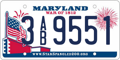 MD license plate 3AB9551