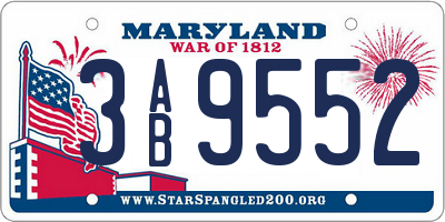 MD license plate 3AB9552