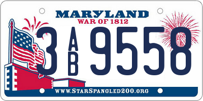 MD license plate 3AB9558