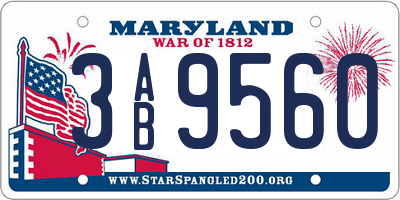 MD license plate 3AB9560