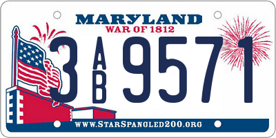 MD license plate 3AB9571