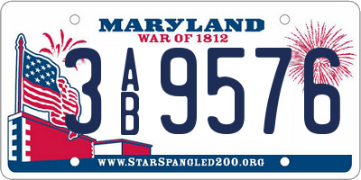 MD license plate 3AB9576