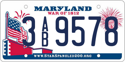MD license plate 3AB9578