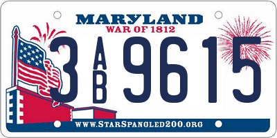 MD license plate 3AB9615