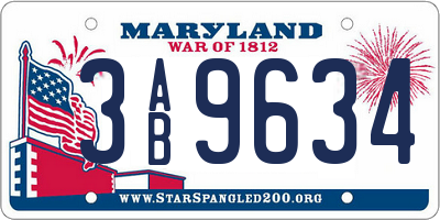 MD license plate 3AB9634