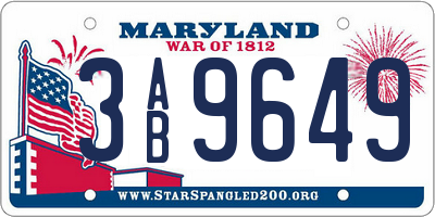 MD license plate 3AB9649