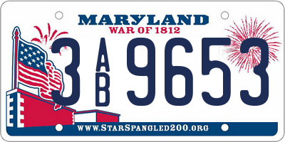 MD license plate 3AB9653