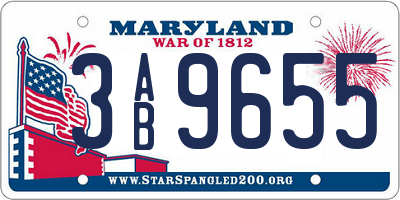 MD license plate 3AB9655