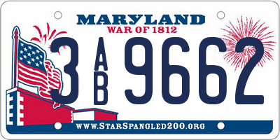 MD license plate 3AB9662