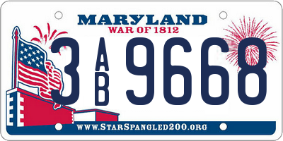 MD license plate 3AB9668