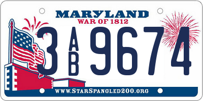 MD license plate 3AB9674
