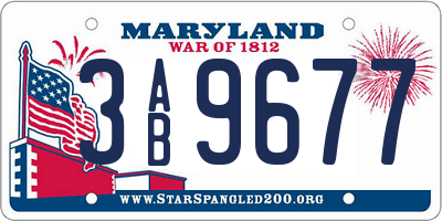 MD license plate 3AB9677