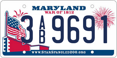 MD license plate 3AB9691