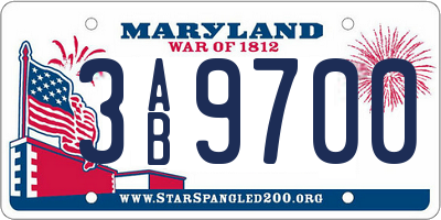 MD license plate 3AB9700
