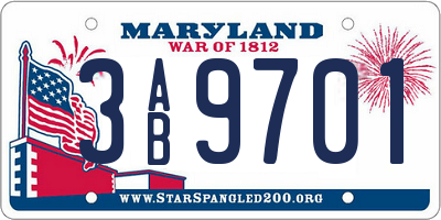 MD license plate 3AB9701