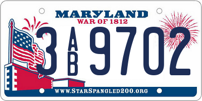 MD license plate 3AB9702