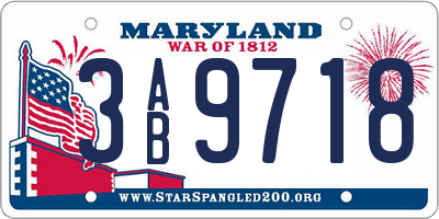 MD license plate 3AB9718