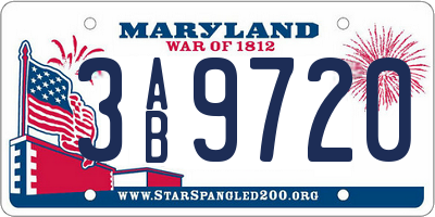 MD license plate 3AB9720