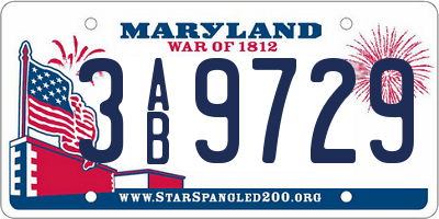 MD license plate 3AB9729