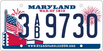 MD license plate 3AB9730