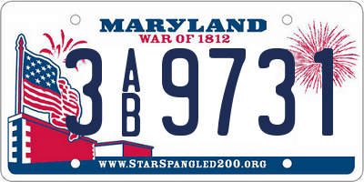 MD license plate 3AB9731
