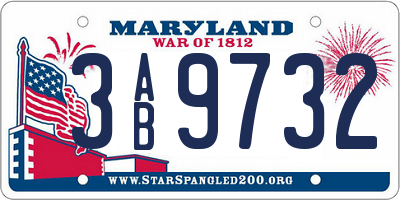 MD license plate 3AB9732