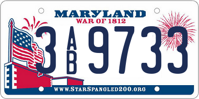 MD license plate 3AB9733