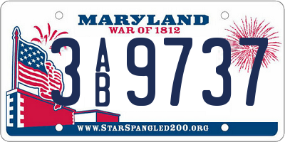 MD license plate 3AB9737