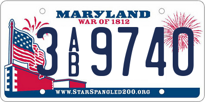 MD license plate 3AB9740