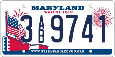 MD license plate 3AB9741