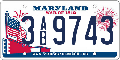 MD license plate 3AB9743