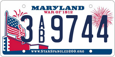 MD license plate 3AB9744