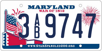MD license plate 3AB9747