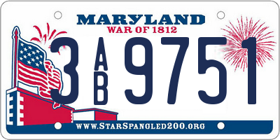 MD license plate 3AB9751