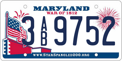 MD license plate 3AB9752