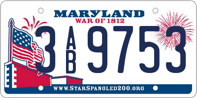 MD license plate 3AB9753