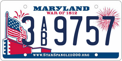MD license plate 3AB9757