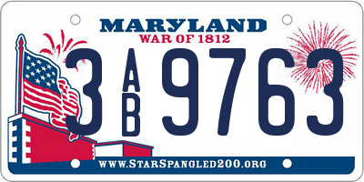 MD license plate 3AB9763