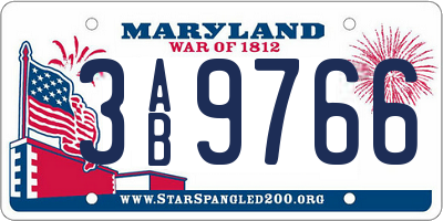 MD license plate 3AB9766