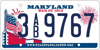 MD license plate 3AB9767