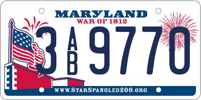 MD license plate 3AB9770